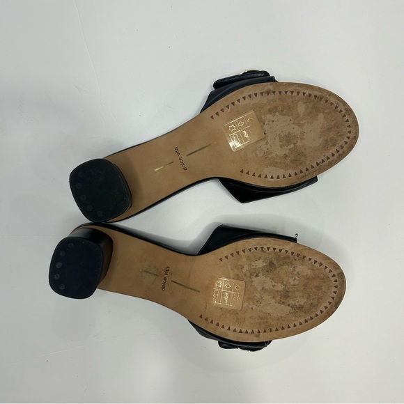 Dolce Vita Black Leather Slide Sandals with Gold Buckle block heel. Women’s 9 - Picture 5 of 7
